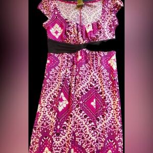 DE.CØDED | Small Pink Lined Boho Banded Dress with cap sleeves